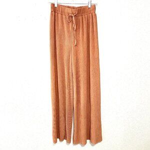 ON TWELFTH Wide Leg Pencil Pleated Pants Chiffon Rust High Waist Womens Medium